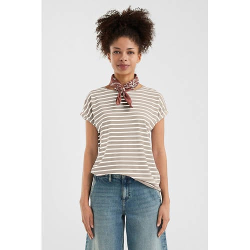 QS jersey T-shirt beige afbeelding