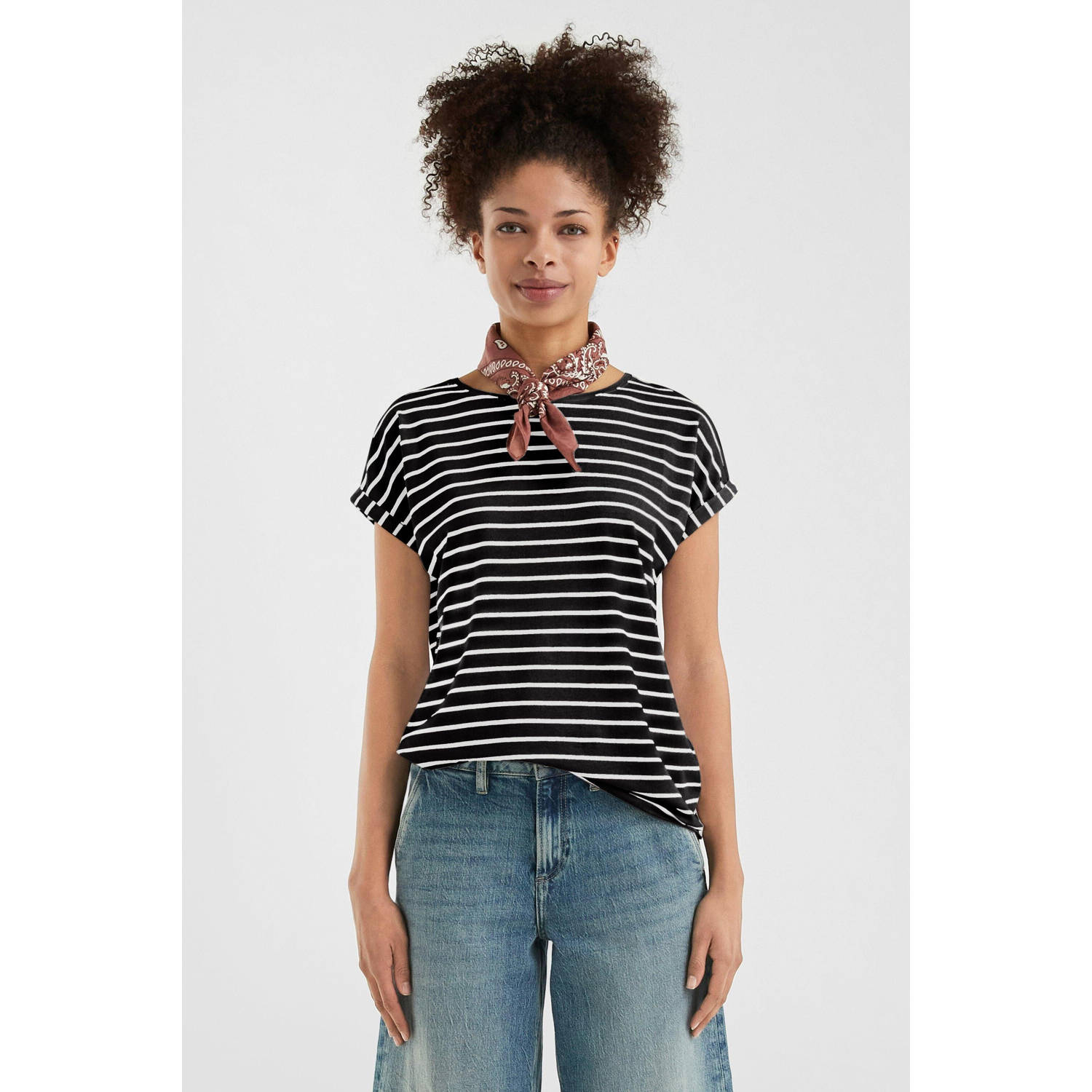 Q S by s.Oliver jersey T-shirt zwart