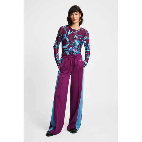 POM Amsterdam wide leg high waist broek donkerpaars afbeelding