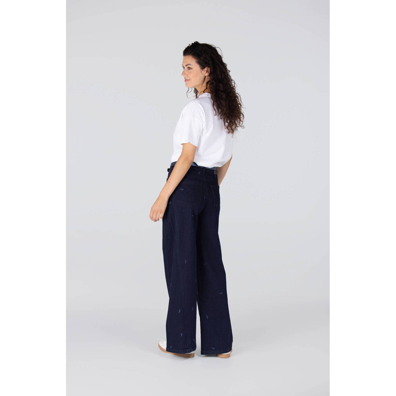 JANSEN Amsterdam high waist wide leg jeans dark blue denim