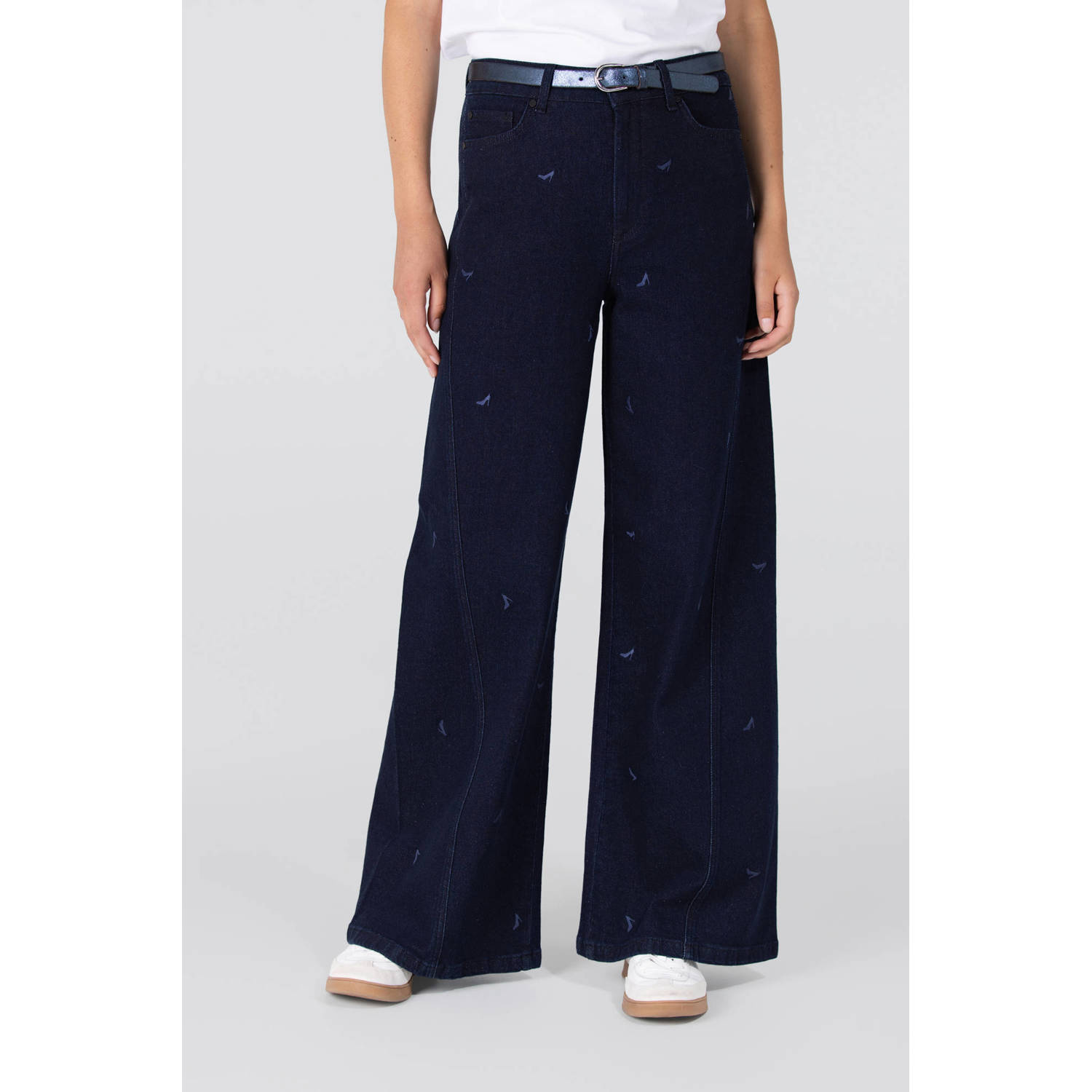 JANSEN Amsterdam high waist wide leg jeans dark blue denim