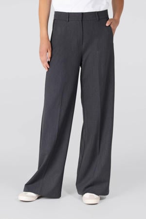 wide leg regular waist broek antraciet