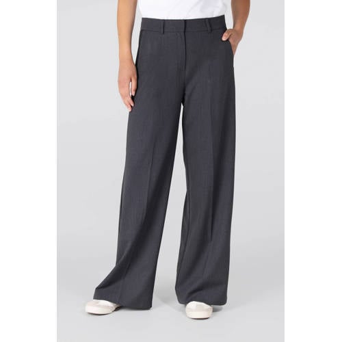 JANSEN Amsterdam wide leg regular waist broek antraciet afbeelding