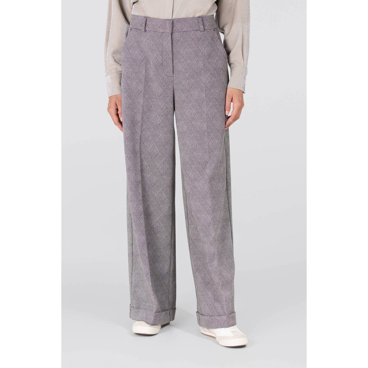 JANSEN Amsterdam wide leg regular waist casual broek zwart
