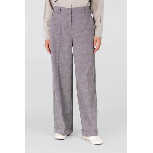 JANSEN Amsterdam wide leg regular waist casual broek zwart afbeelding