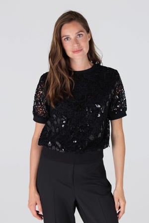 top zwart met pailletten