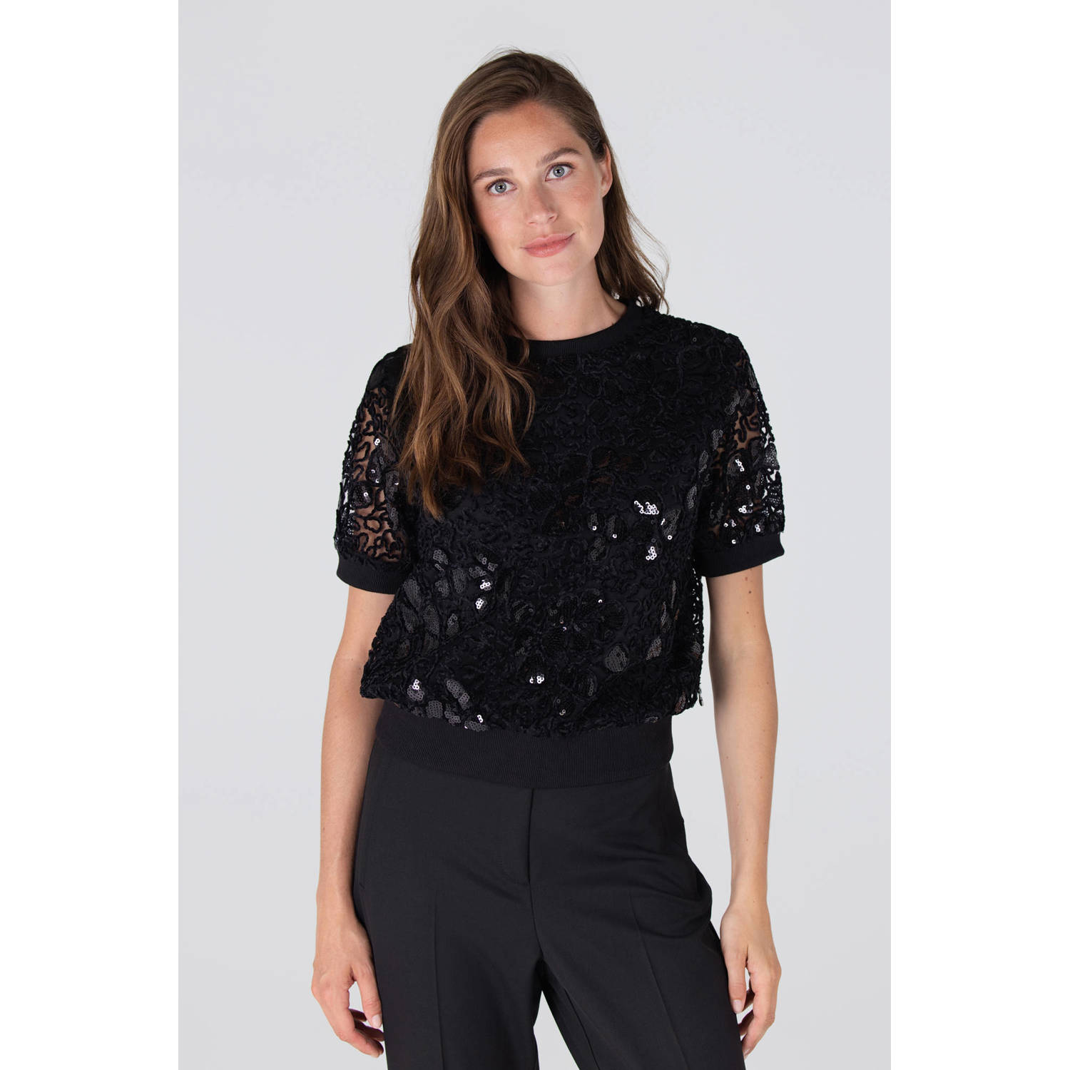 JANSEN Amsterdam top zwart met pailletten