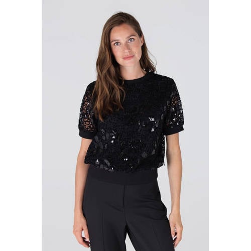 JANSEN Amsterdam top zwart met pailletten afbeelding