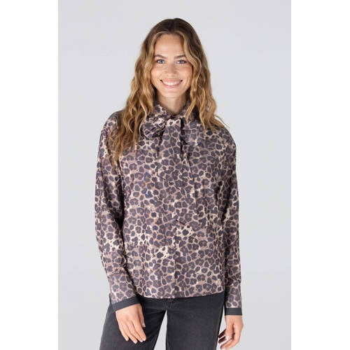 JANSEN Amsterdam blouse met panterprint bruin afbeelding