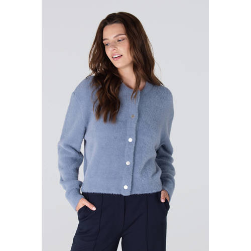JANSEN Amsterdam cardigan blauw gebreid afbeelding
