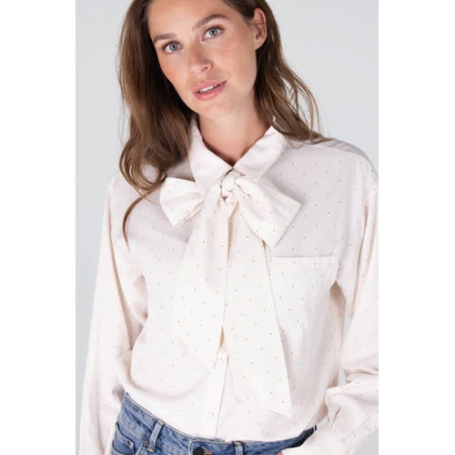 JANSEN Amsterdam blouse met stippen ecru afbeelding