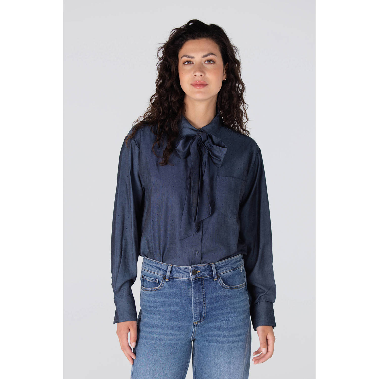 JANSEN Amsterdam blouse donkerblauw