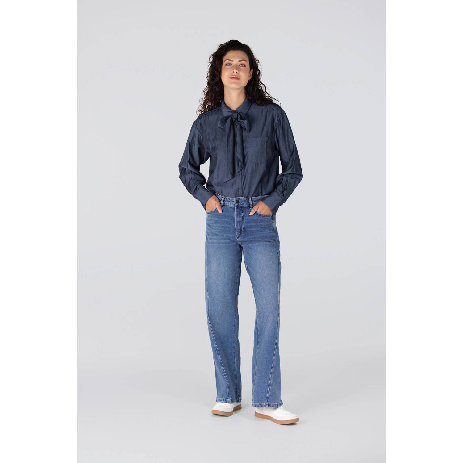 JANSEN Amsterdam blouse donkerblauw