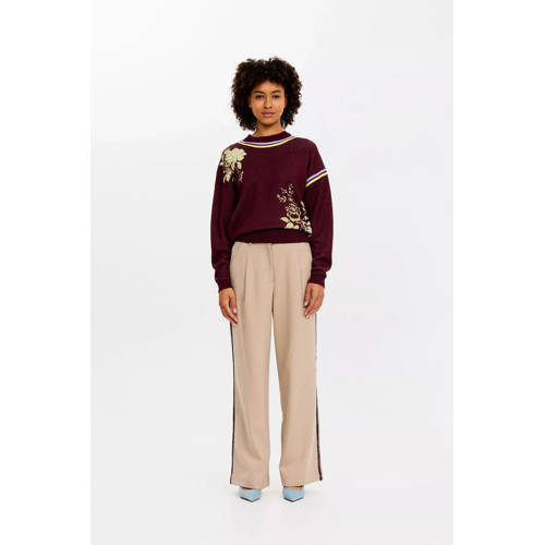 CKS wide leg regular waist broek met wol beige met pailletten afbeelding