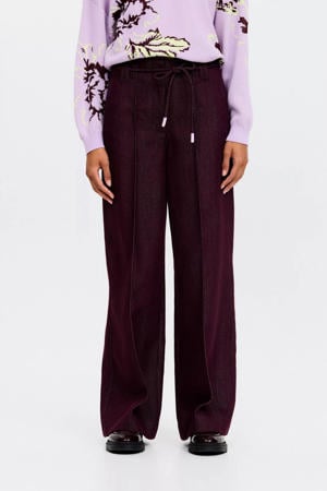 wide leg high waist broek donkerpaars
