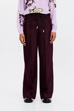 wide leg high waist broek donkerpaars