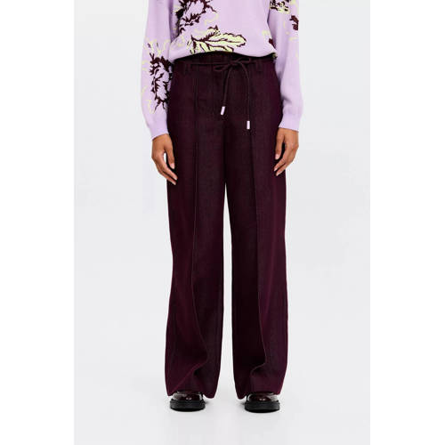 CKS wide leg high waist broek donkerpaars afbeelding