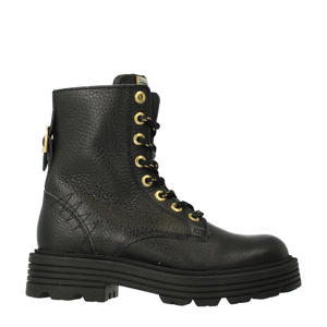 leren veterboots zwart