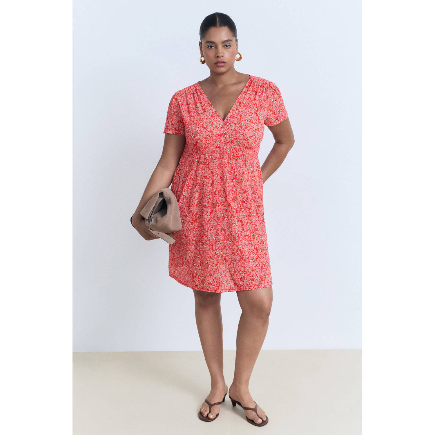 Mango zomerjurk koraalrood