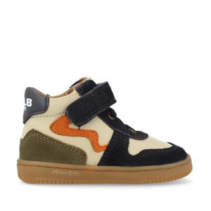 Fist Step Mid Cut leren sneakers blauw/ecru/groen