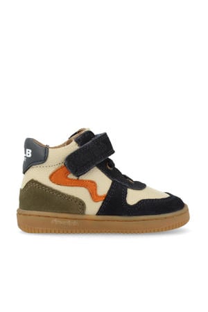 Fist Step Mid Cut leren sneakers blauw/ecru/groen