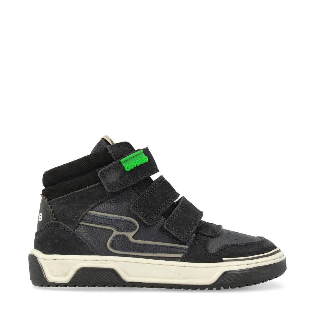 Donkerblauwe jongens Develab leren sneakers met klittenband