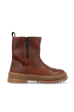 leren enkelboots cognac
