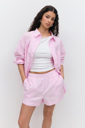 straight high waist casual short roze