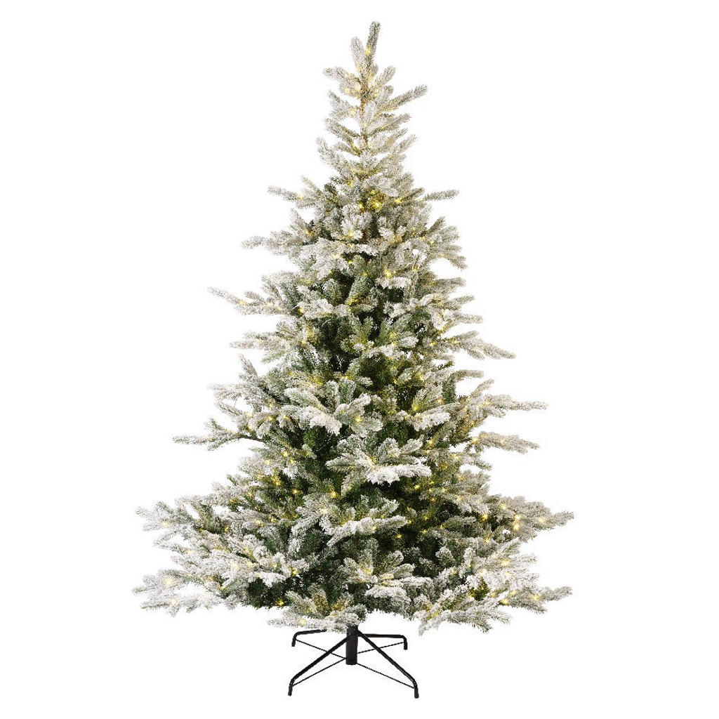 Everlands verlichte besneeuwde kerstboom Grandis