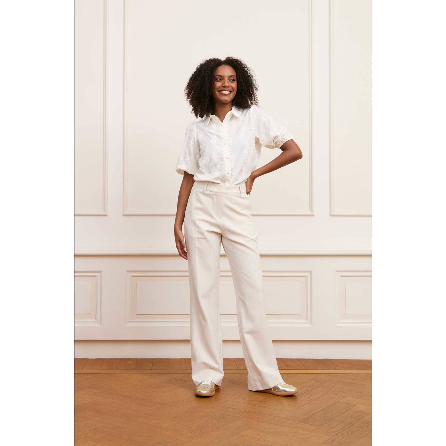 Lofty Manner straight high waist broek ecru