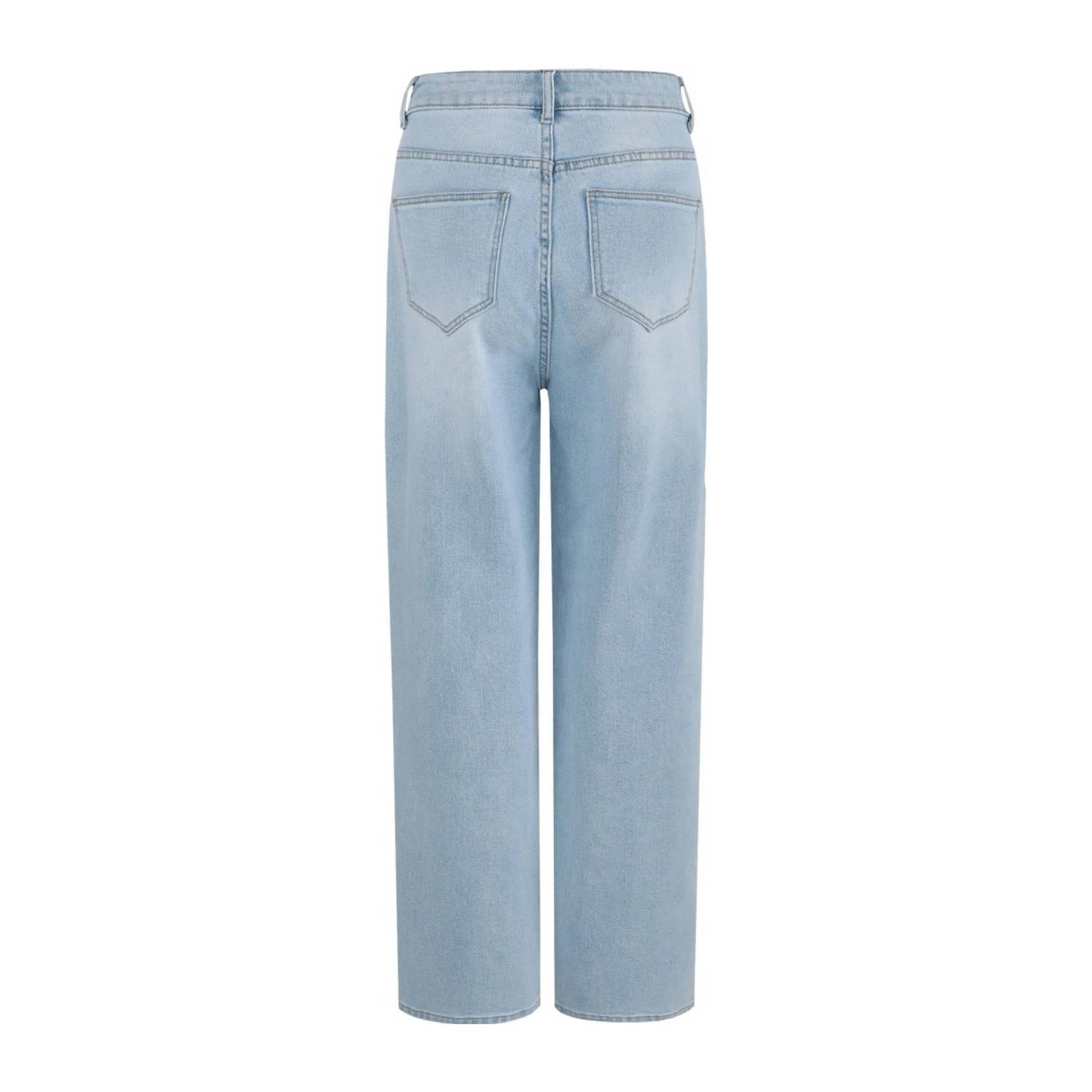 FLURESK high waist straight leg jeans light blue denim