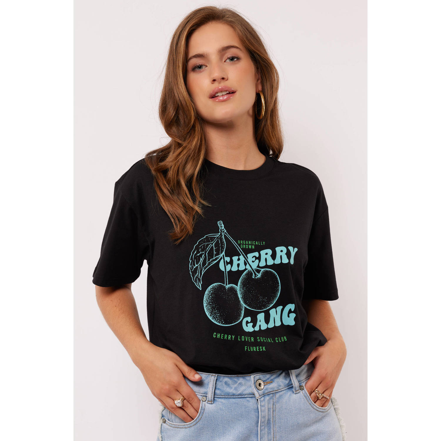 FLURESK T-shirt zwart