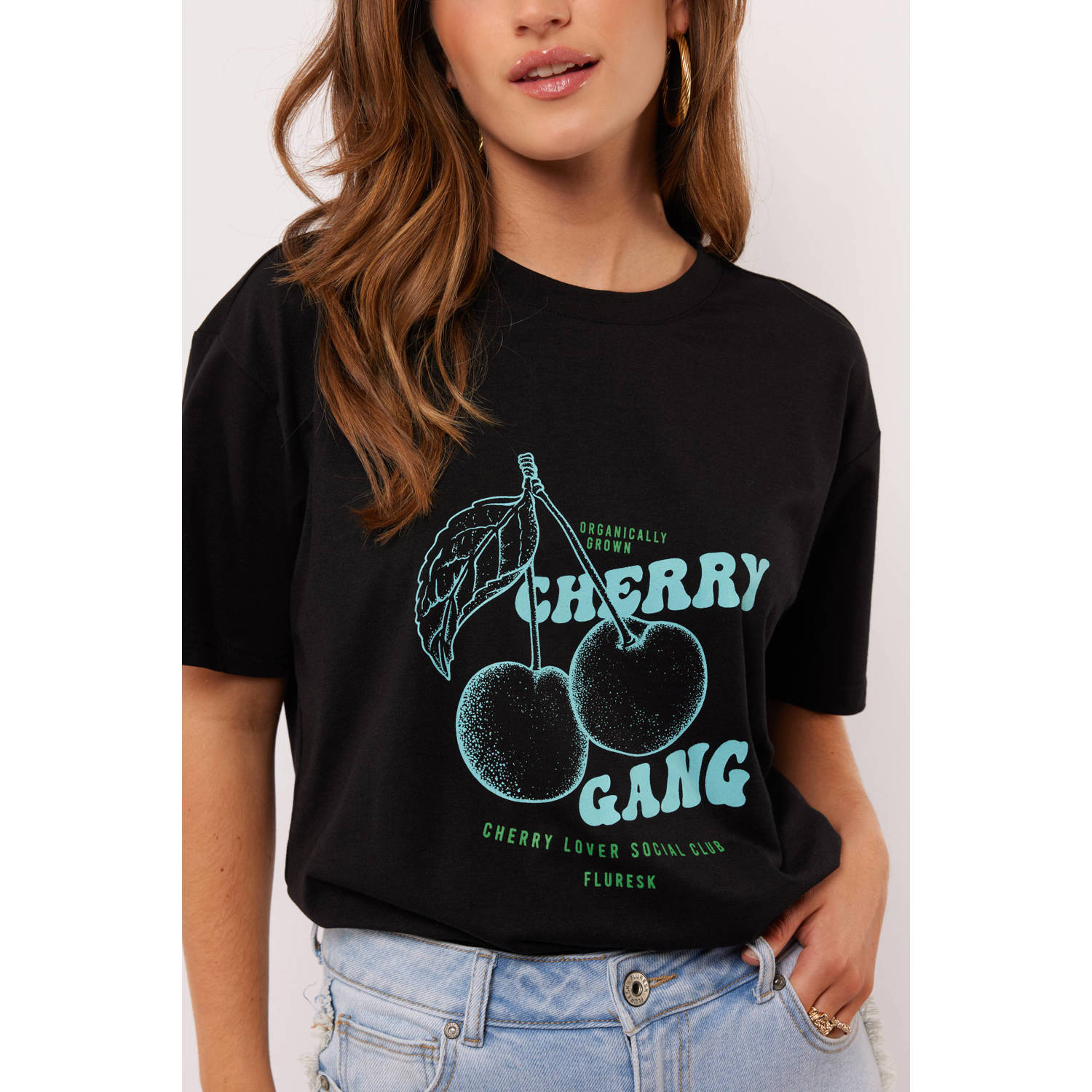 FLURESK T-shirt zwart