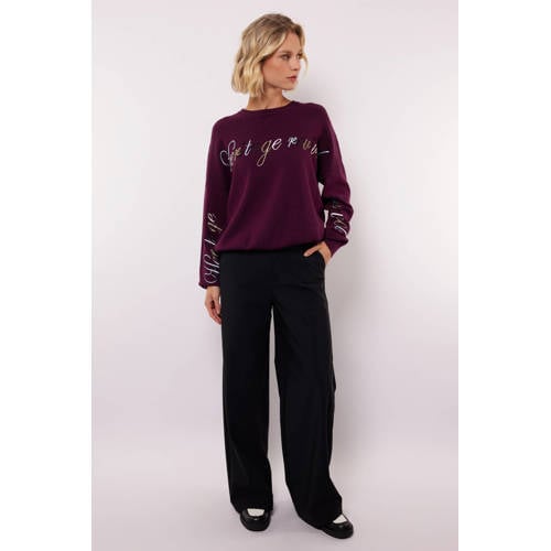 FLURESK wide leg regular waist casual broek zwart afbeelding