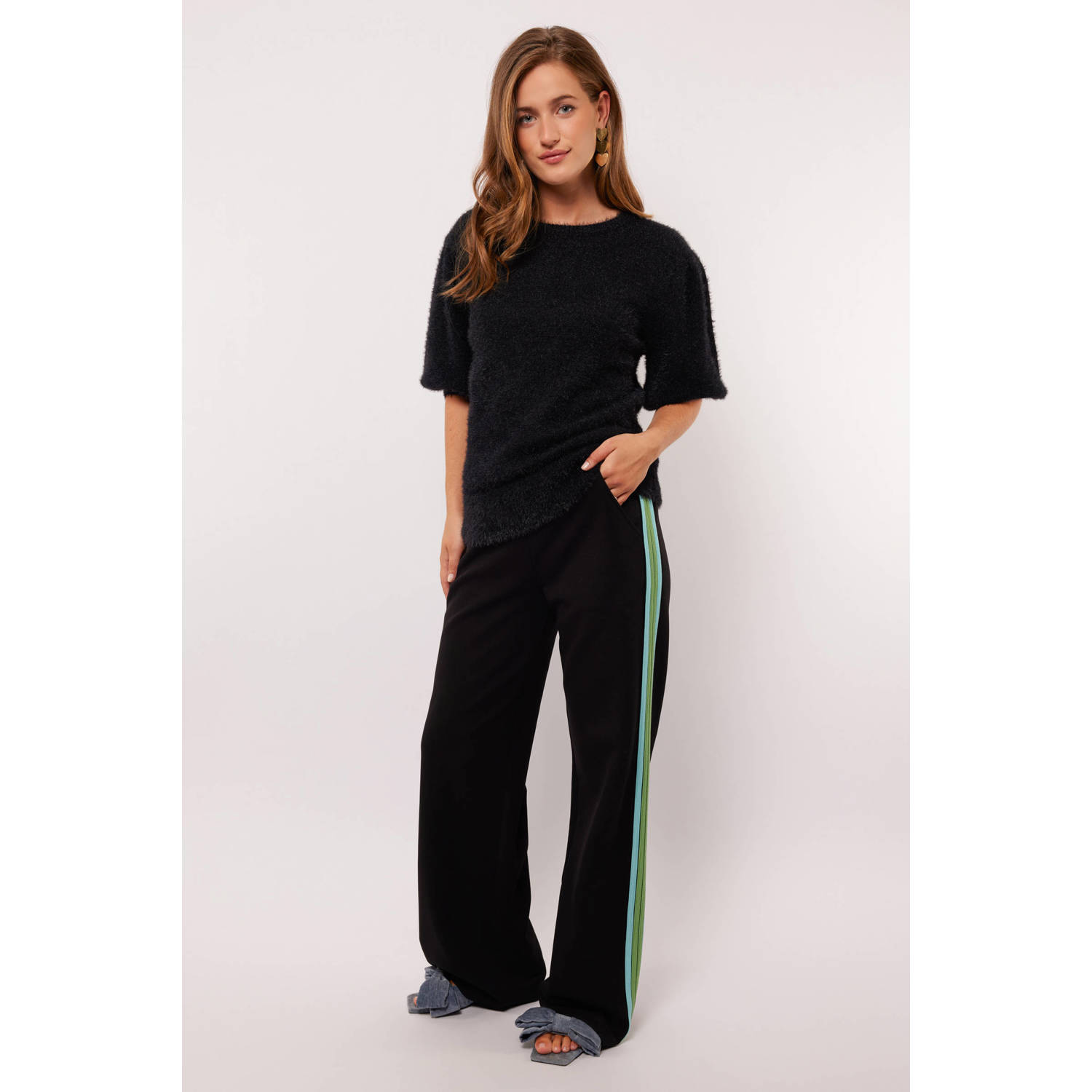 FLURESK straight regular waist casual broek zwart