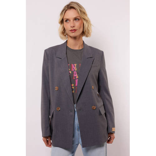FLURESK regular blazer met backprint grijs afbeelding