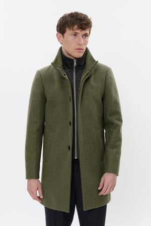 manteljas met wol groen