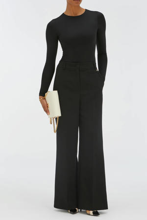 wide leg high waist broek zwart