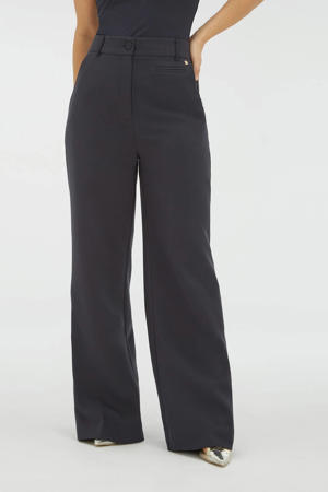 wide leg high waist broek donkerblauw