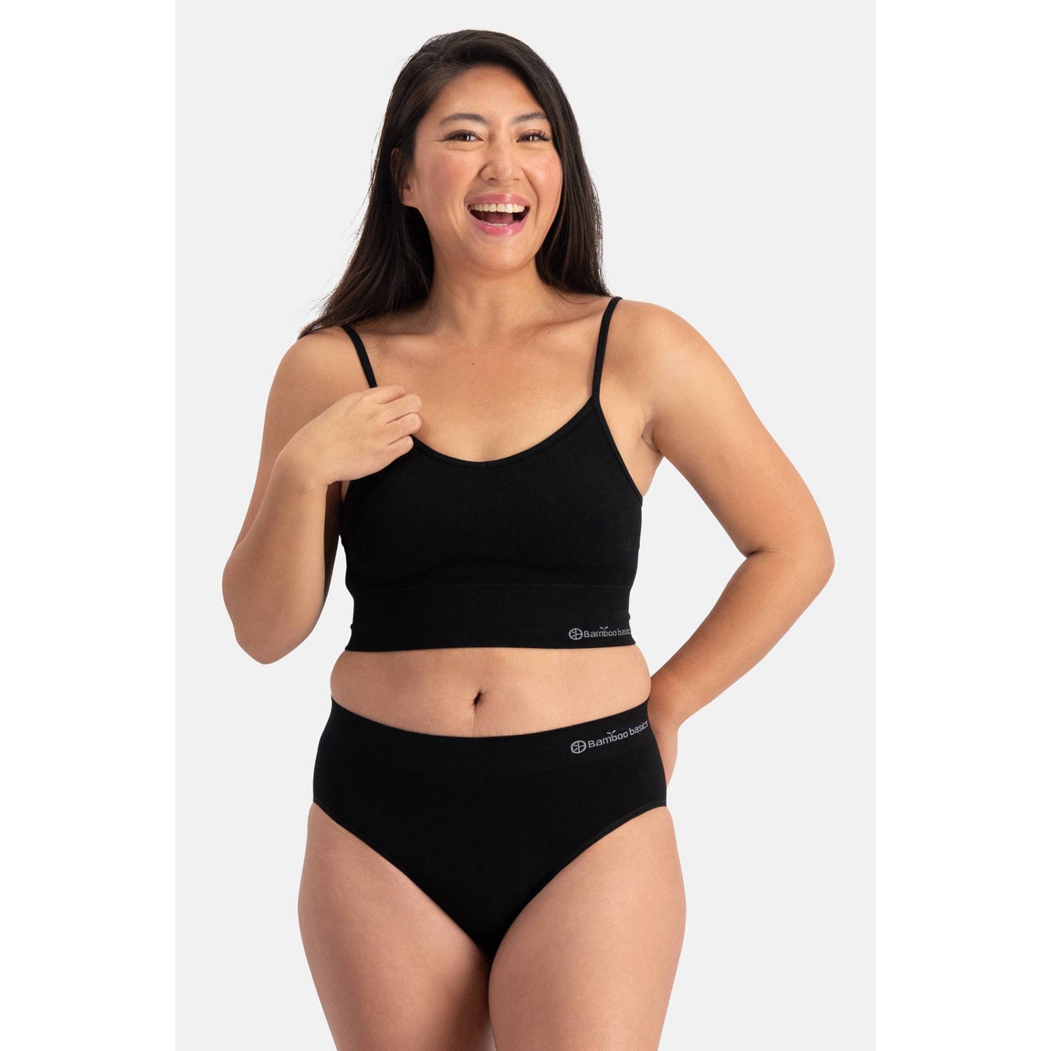 Bamboo Basics voorgevormde naadloze bh top Fenna met bamboe zwart