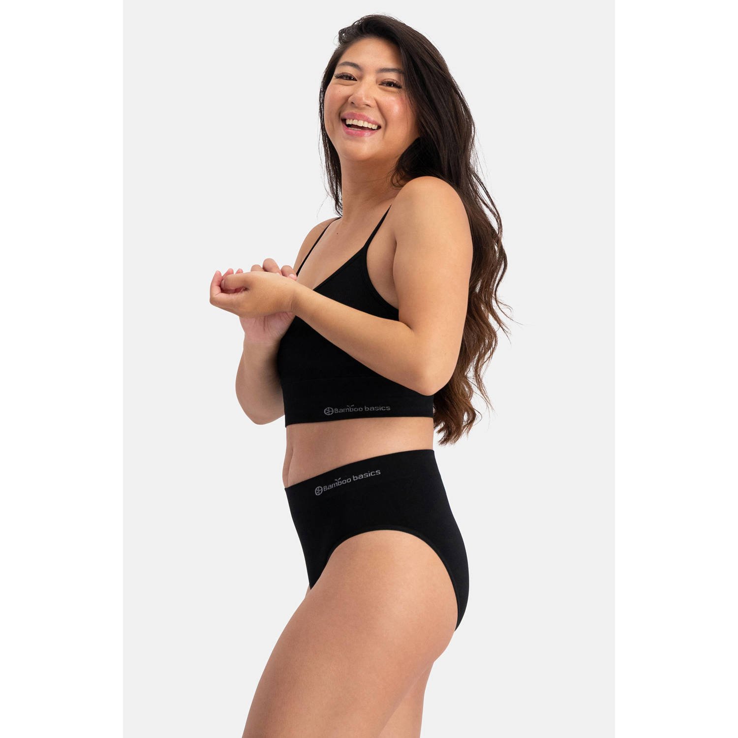 Bamboo Basics voorgevormde naadloze bh top Fenna met bamboe zwart