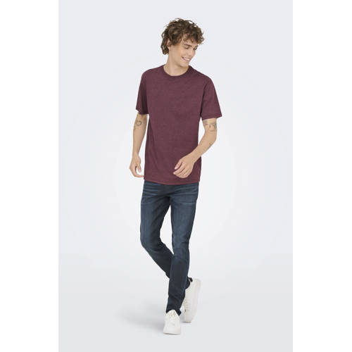 ONLY & SONS regular fit T-shirt ONSMAX aubergine afbeelding