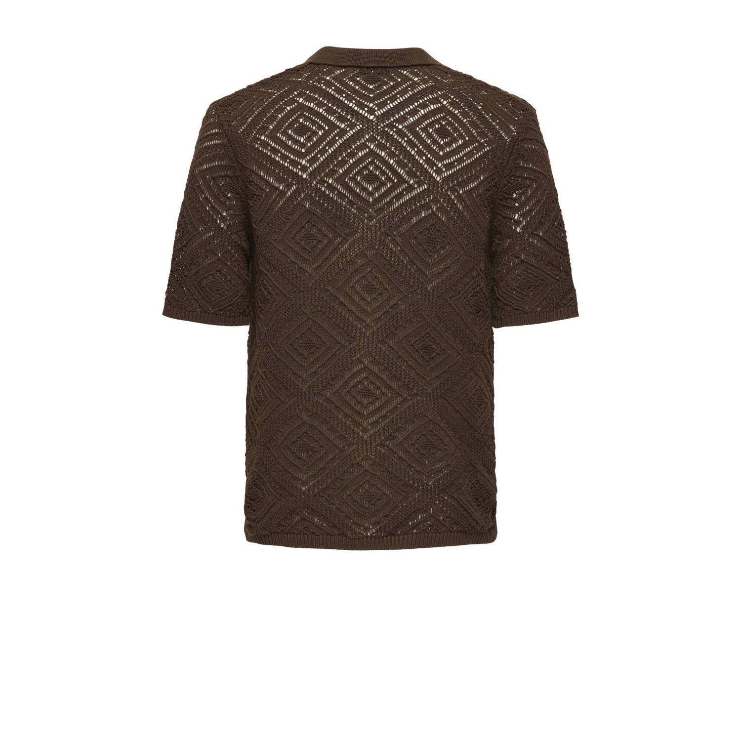 ONLY & SONS casual overhemd gebreid bruin