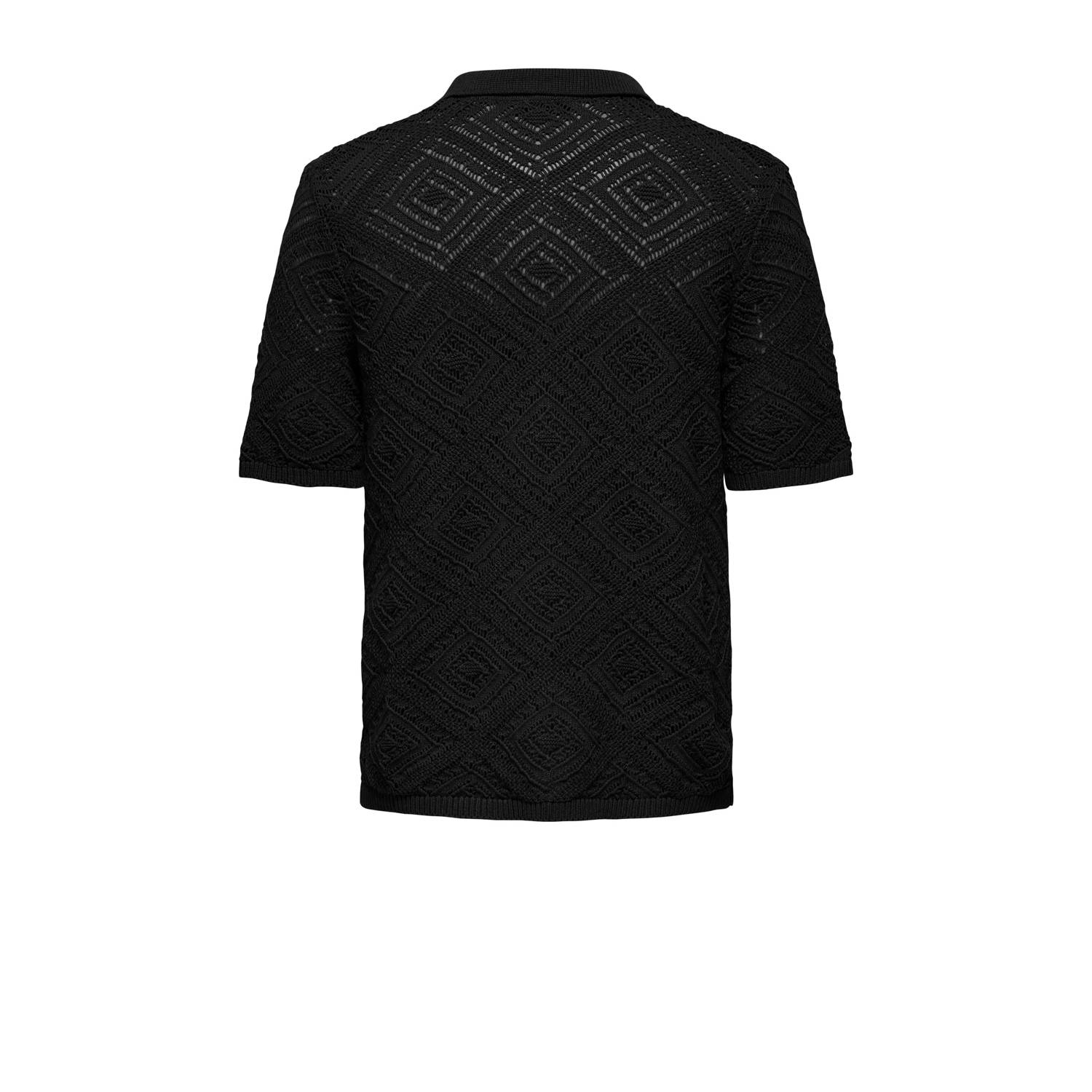 ONLY & SONS casual overhemd gebreid zwart