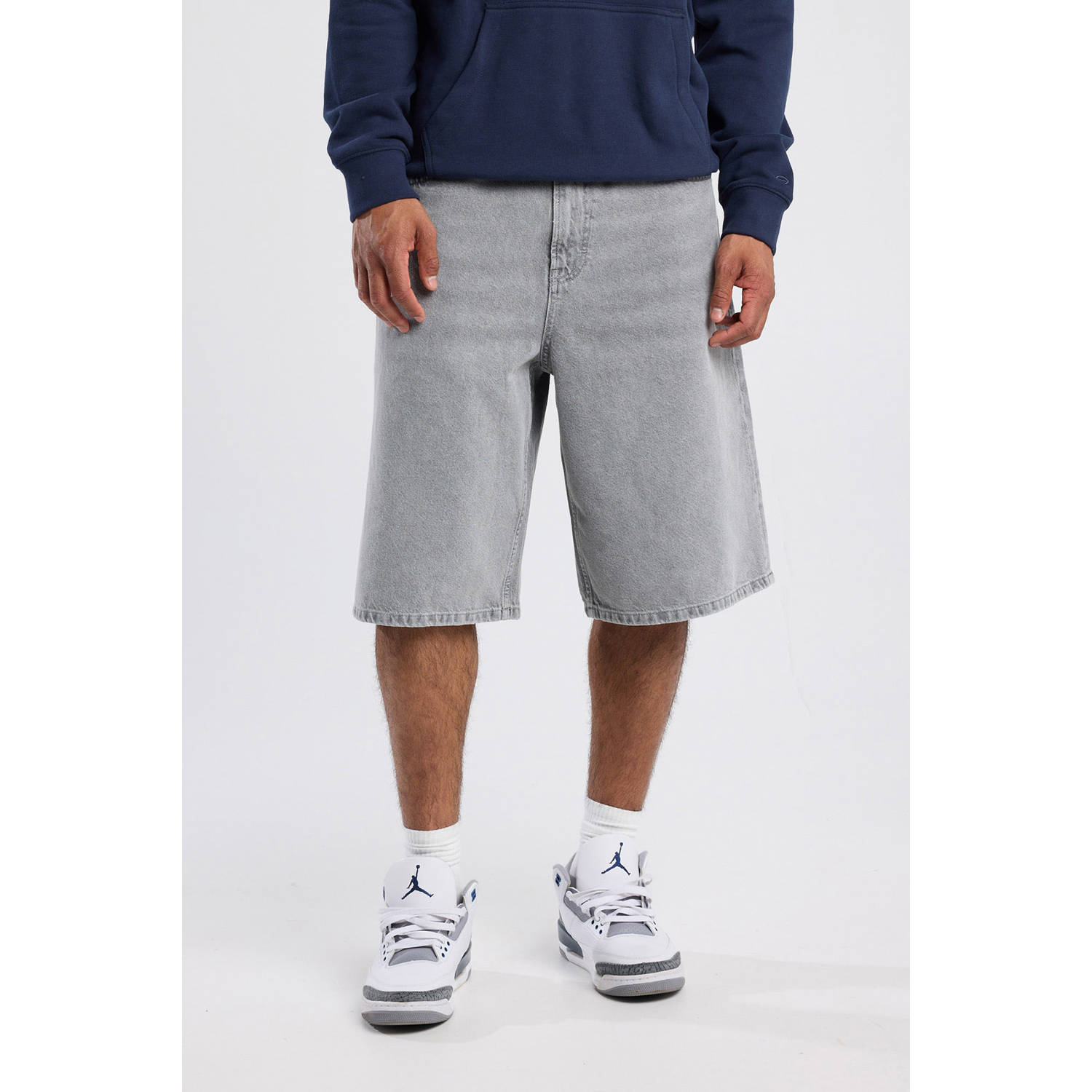 America Today loose denim short grijs