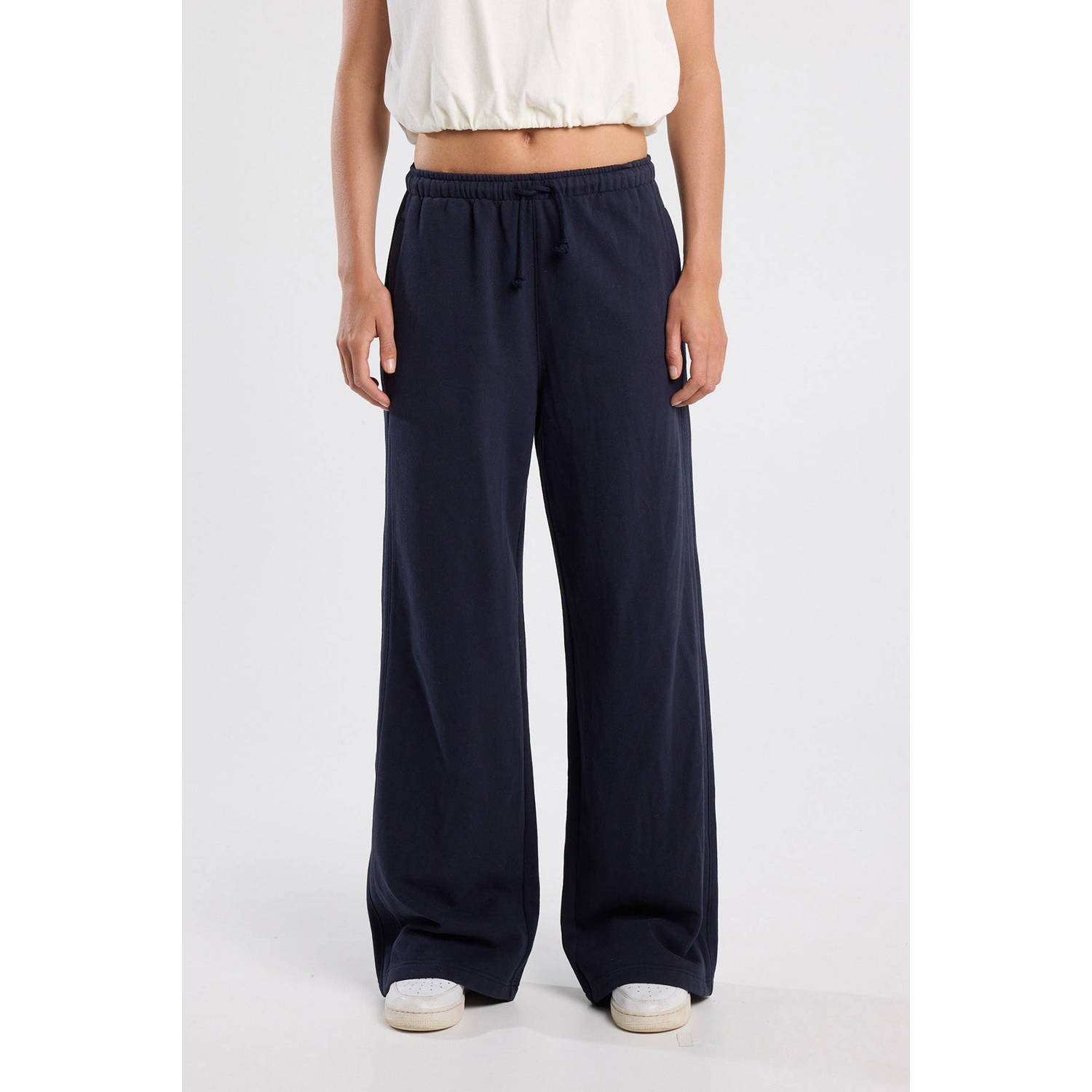 America Today wide leg regular waist sweatpant donkerblauw
