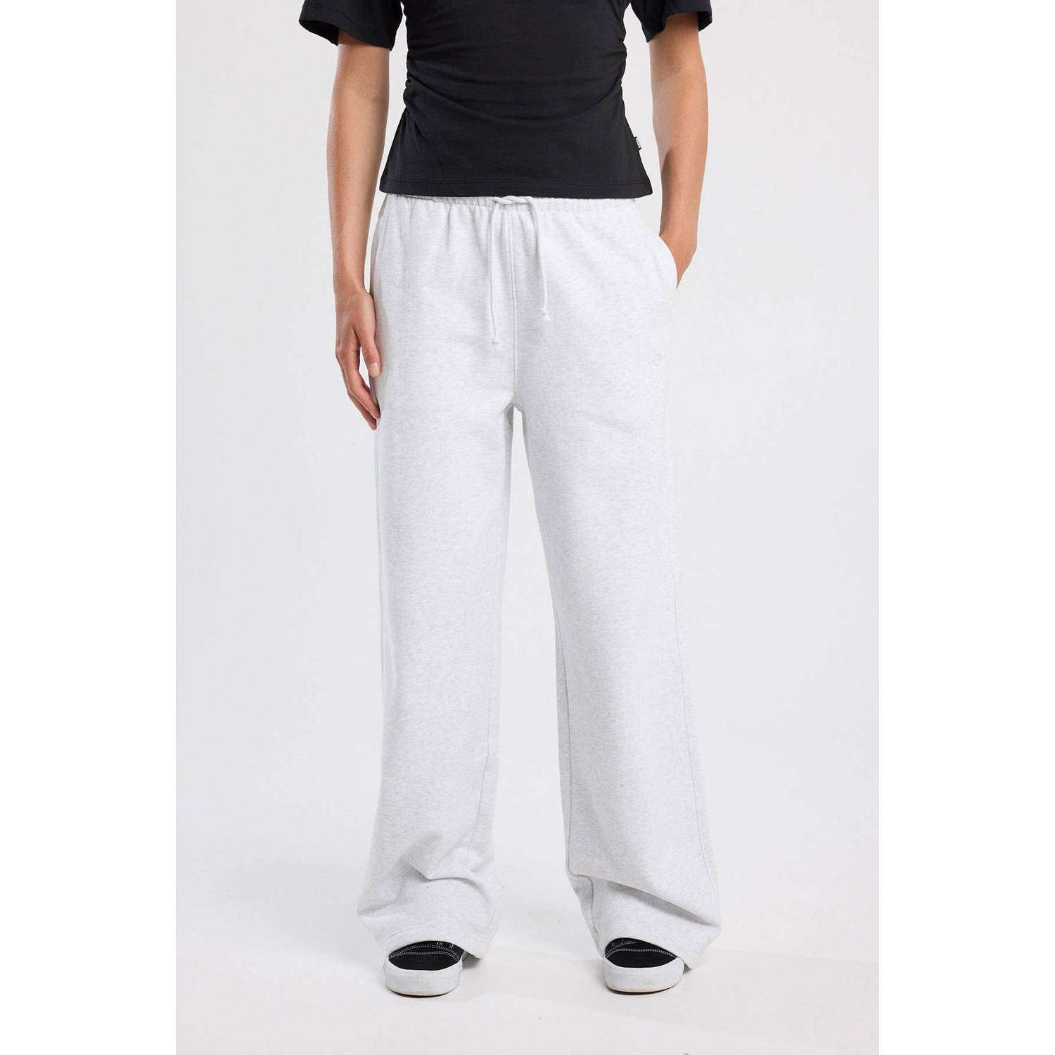 America Today wide leg regular waist sweatpant lichtgrijs