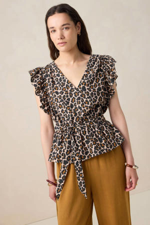 top met panterprint bruin