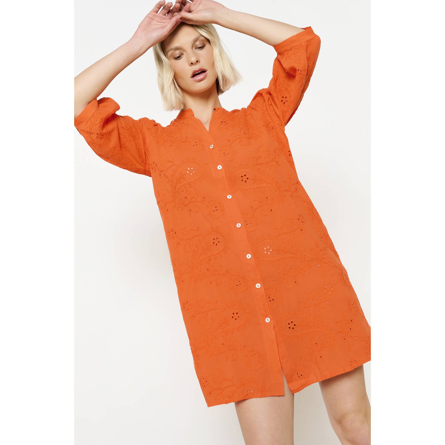 LOLALIZA blousejurk broderie oranje