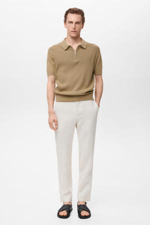 regular polo met ingebreid patroon beige